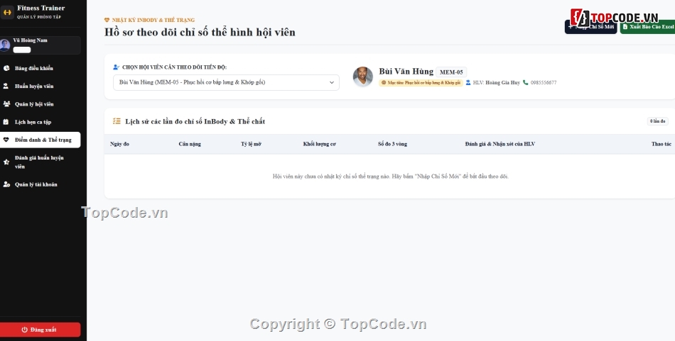 thể hình,đặt lịch,code tập thể hình